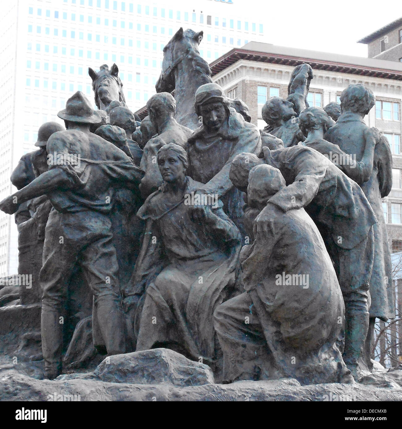 Statue 'guerres de l'Amérique" par Gutzon Borglum dans Military Park, Newark, New Jersey Banque D'Images