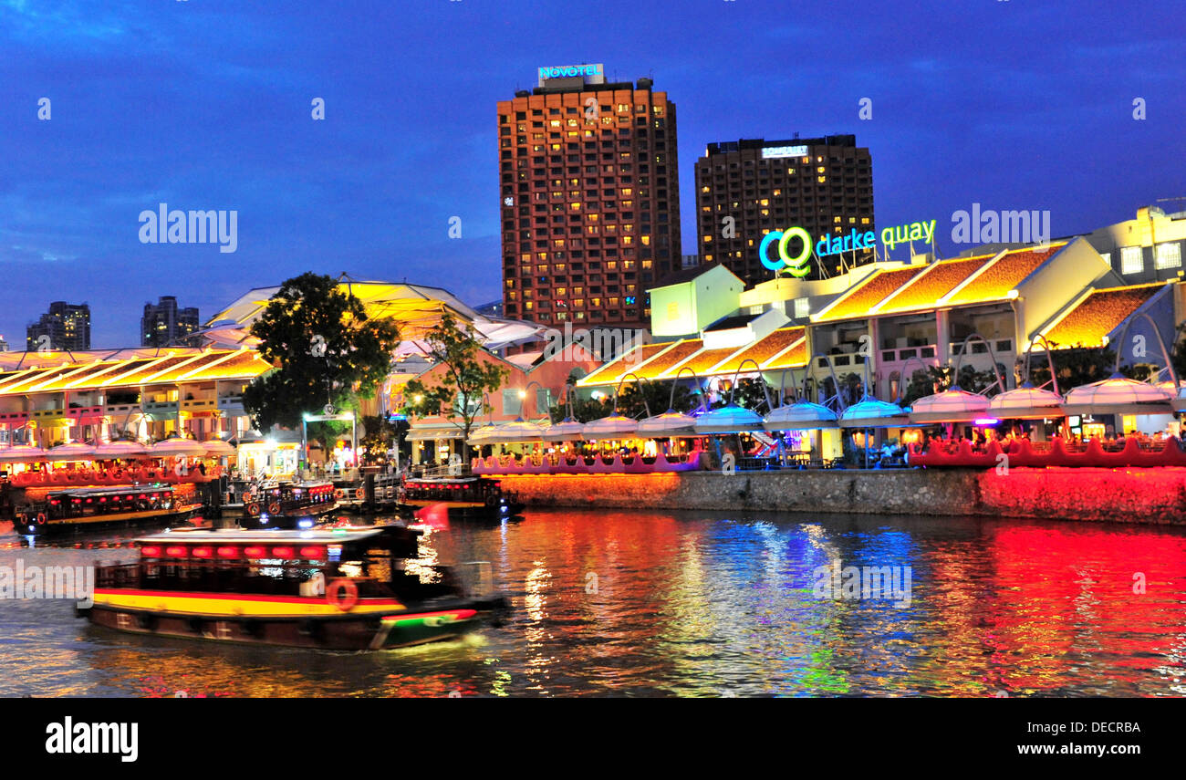 Attractions touristiques de Singapour - Clarke Quay Banque D'Images
