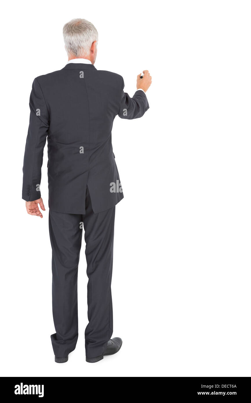 Vue arrière du portrait et de l'écriture Banque D'Images