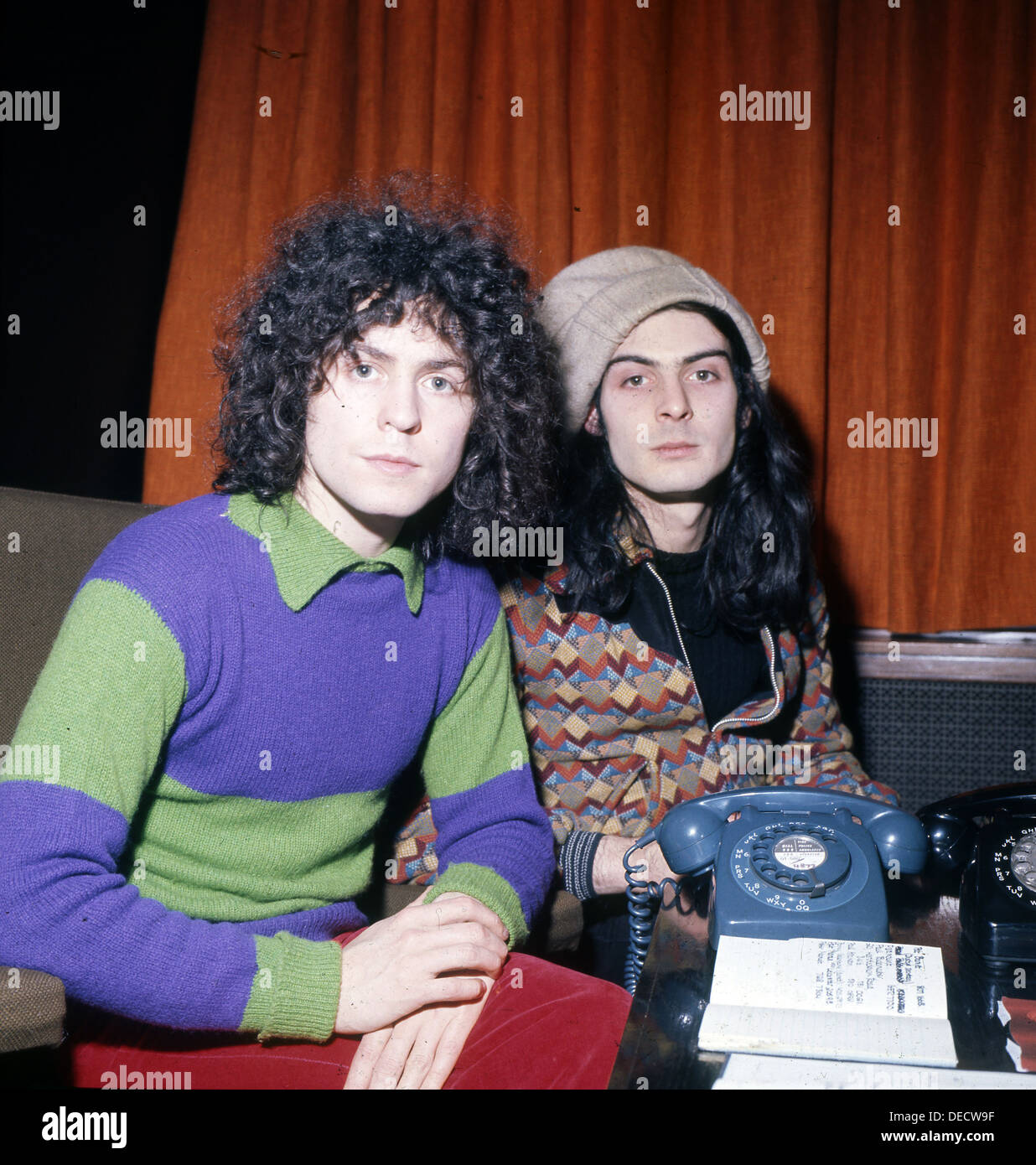 T.REX duo pop britannique en 1968 avec Marc Bolan à gauche et Mickey Finn. Photo Tony Gale Banque D'Images