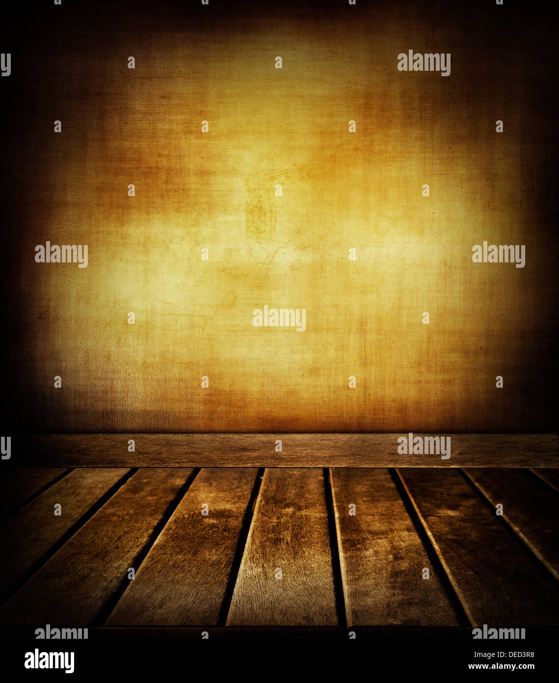 Planchers en bois et mur texturé Banque D'Images