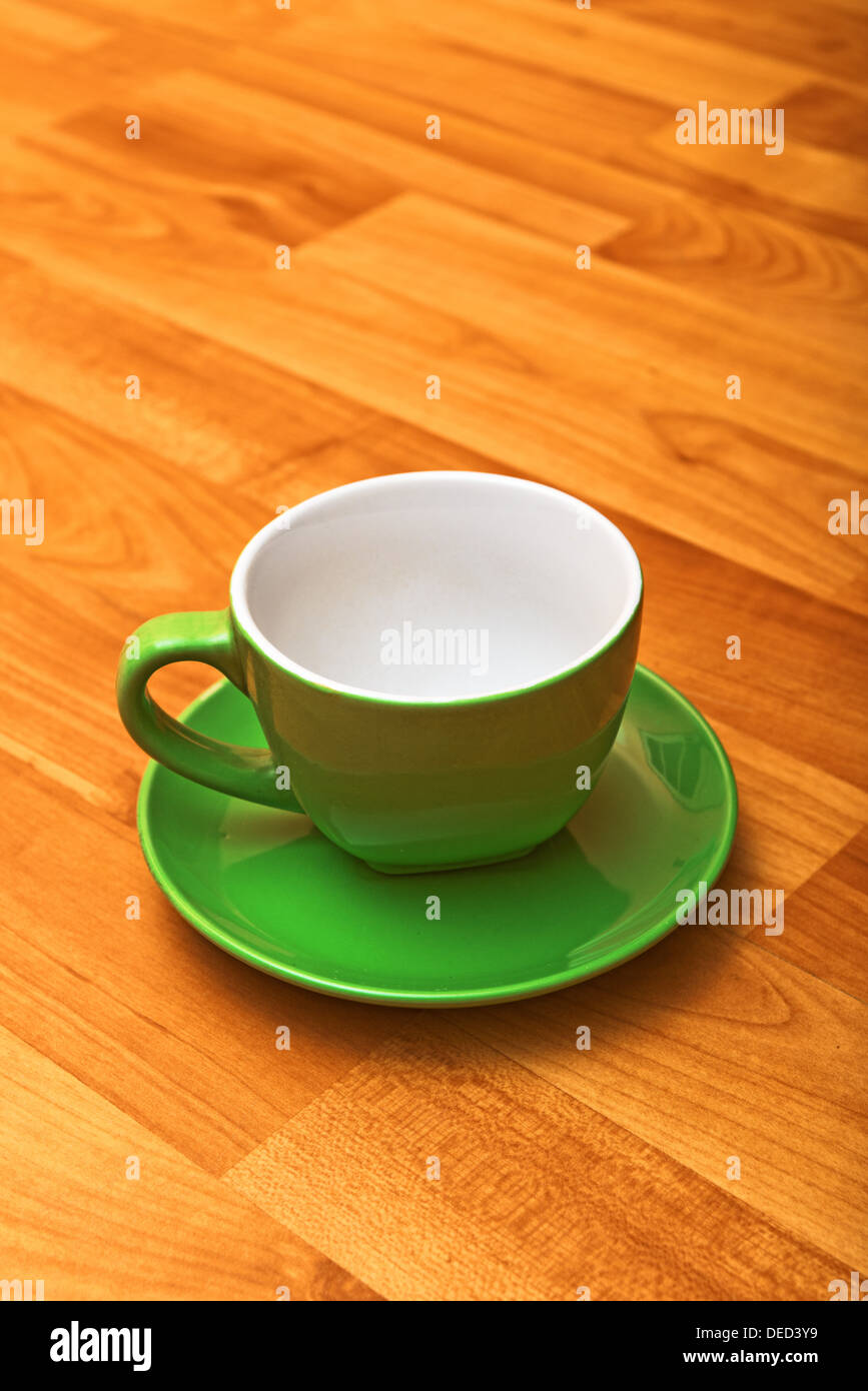 Ensemble Tasse à café sur fond de bois Banque D'Images