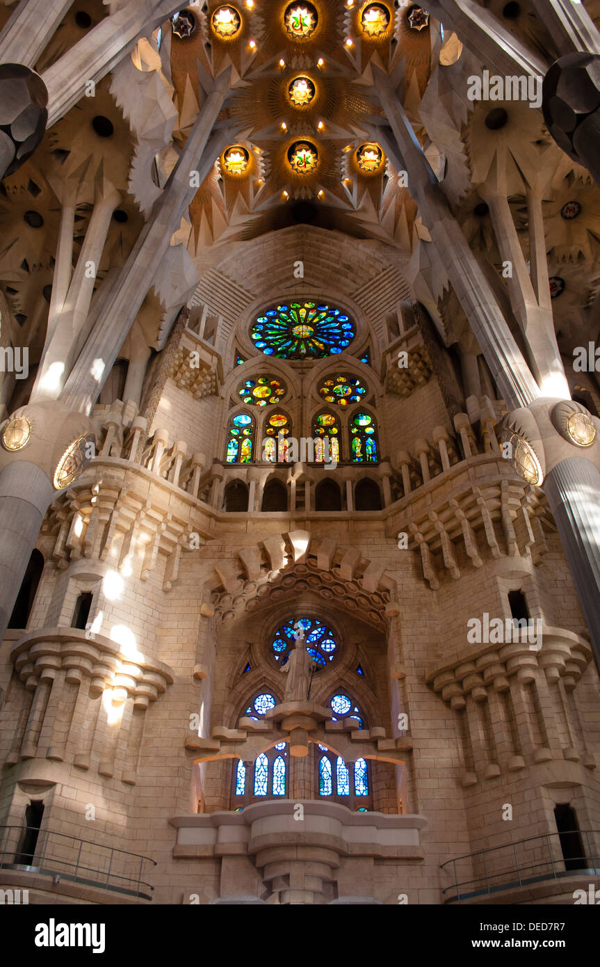 Basílica de la Sagrada Familia de Antoni Gaudí, Barcelone, Catalogne, Espagne Banque D'Images