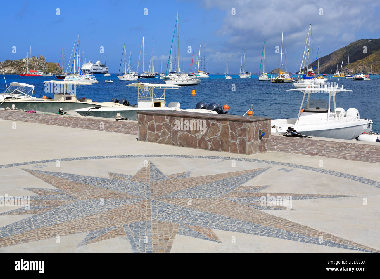 La Pointe à Gustavia, le port de Gustavia, Saint Barthelemy (St. Barth), les îles sous le vent, Antilles, Caraïbes, Amérique Centrale Banque D'Images