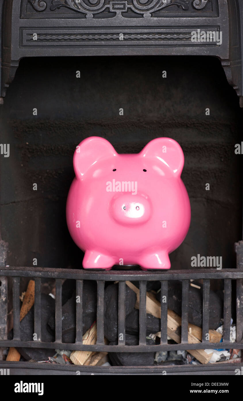 Tirelire dans un endroit du feu Banque D'Images