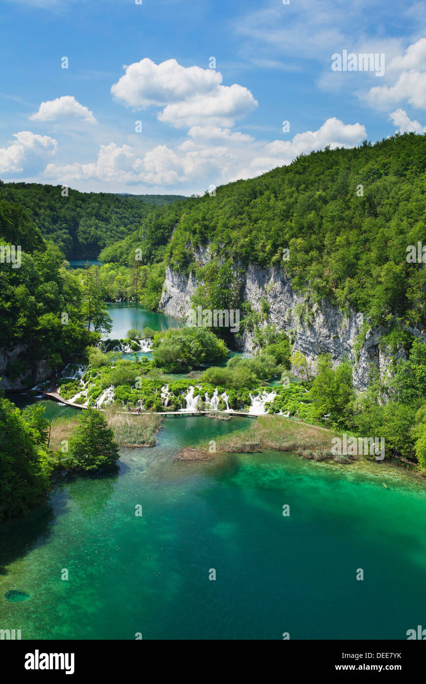 Lac Gavanovac et lac Milanovac, le parc national des Lacs de Plitvice, classé au Patrimoine Mondial de l'UNESCO, la Croatie, l'Europe Banque D'Images