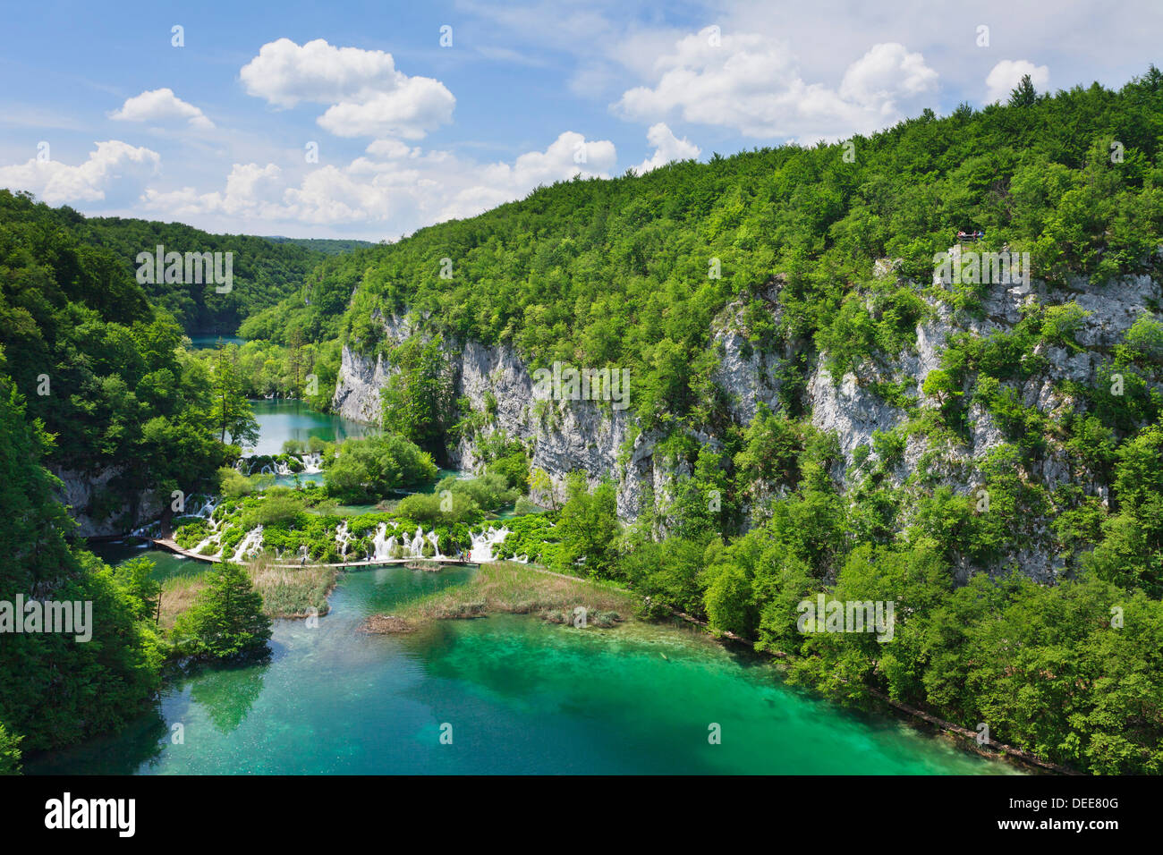 Lac Gavanovac et lac Milanovac, le parc national des Lacs de Plitvice, classé au Patrimoine Mondial de l'UNESCO, la Croatie, l'Europe Banque D'Images