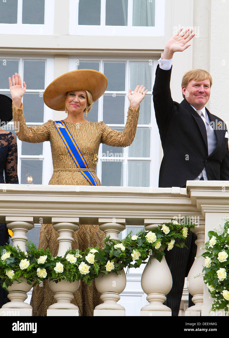 La Haye, Pays-Bas. 17 août, 2013. Maxima la reine et roi Willem-Alexander sur le balcon de palais de Noordeinde à La Haye, 17 septembre 2013. Photo : Albert Nieboer-PRE : dpa Crédit photo alliance/Alamy Live News Banque D'Images