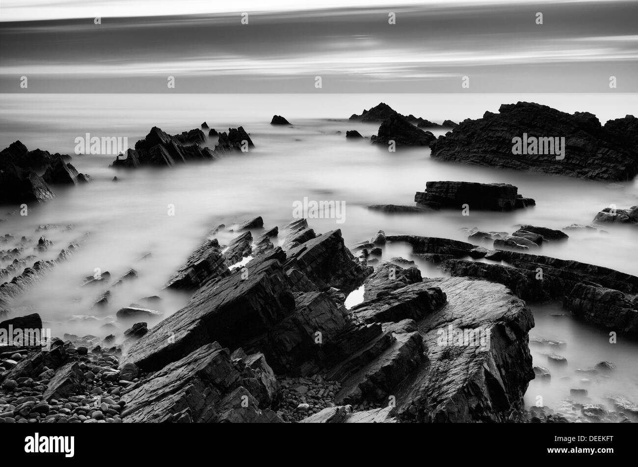 Crépuscule à Hartland Quay Banque D'Images