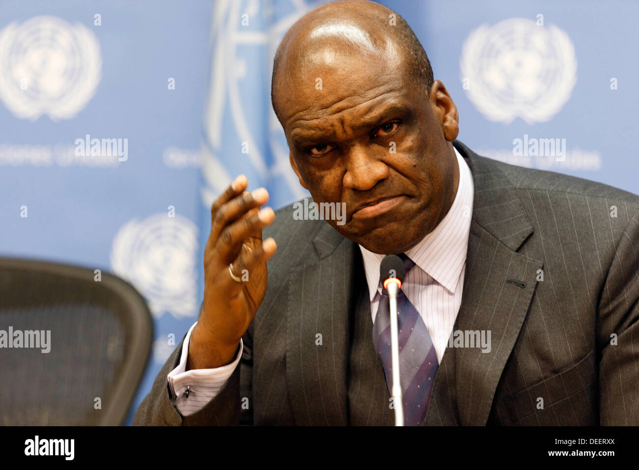 Président de l'Assemblée générale des Nations Unies, 68e session, M. John Ashe (Antigua et Barbuda). Banque D'Images
