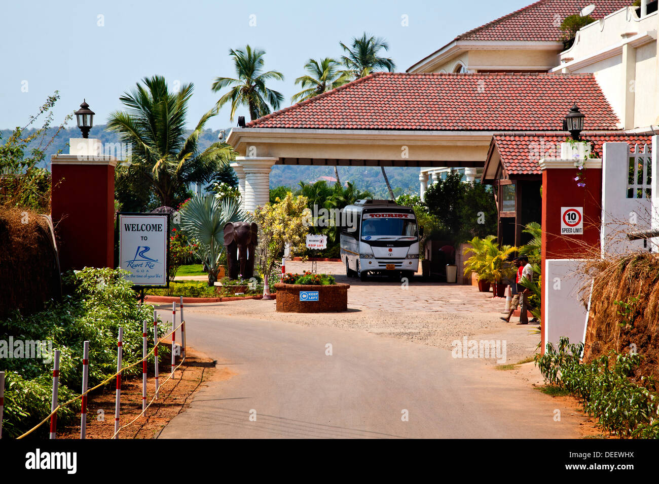 L'entrée de l'Hôtel Rio, Tambudki, Arpora, Bardez, Goa, Inde du Nord Banque D'Images