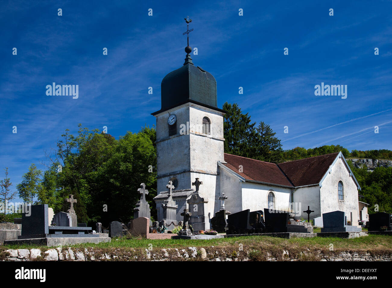 Doucier, Jura, l'église de France. Banque D'Images