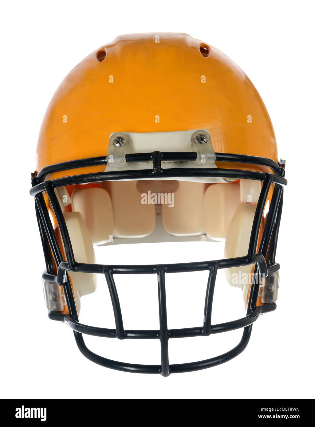 Football helmet en vue de face isolated over white background - With Clipping Path Banque D'Images