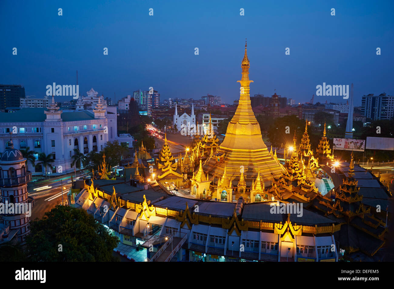 Paya Sule, Yangon (Rangoon), le Myanmar (Birmanie), l'Asie Banque D'Images