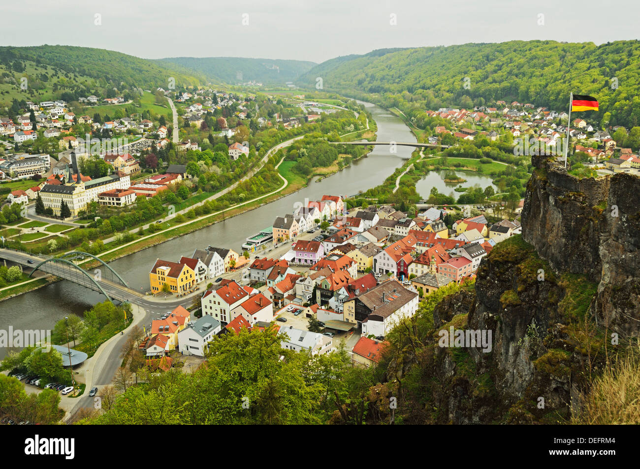 Vue de la vallée de Tauber, Altmuehl, Bavaria, Germany, Europe Banque D'Images