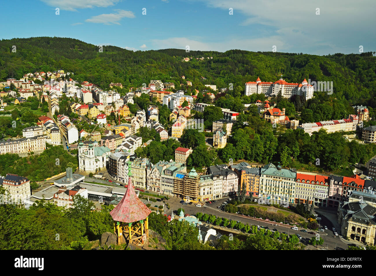 Section spa historique de Karlovy Vary, en Bohême, République Tchèque, Europe Banque D'Images