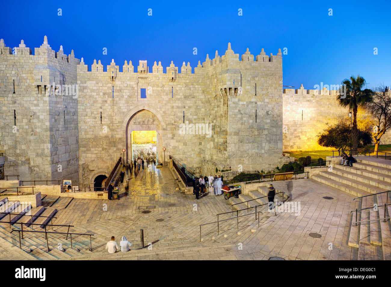 La porte de Damas, Vieille Ville, site du patrimoine mondial de l'UNESCO, Jérusalem, Israël, Moyen Orient Banque D'Images