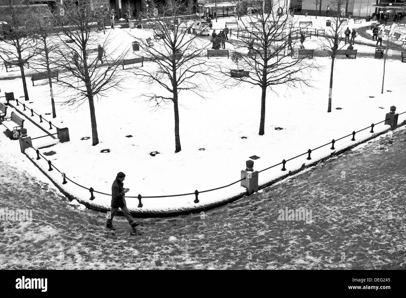 L'ancienne zone d'Eldon Square de Newcastle Upon Tyne dans la neige hiver 2012/13 Banque D'Images