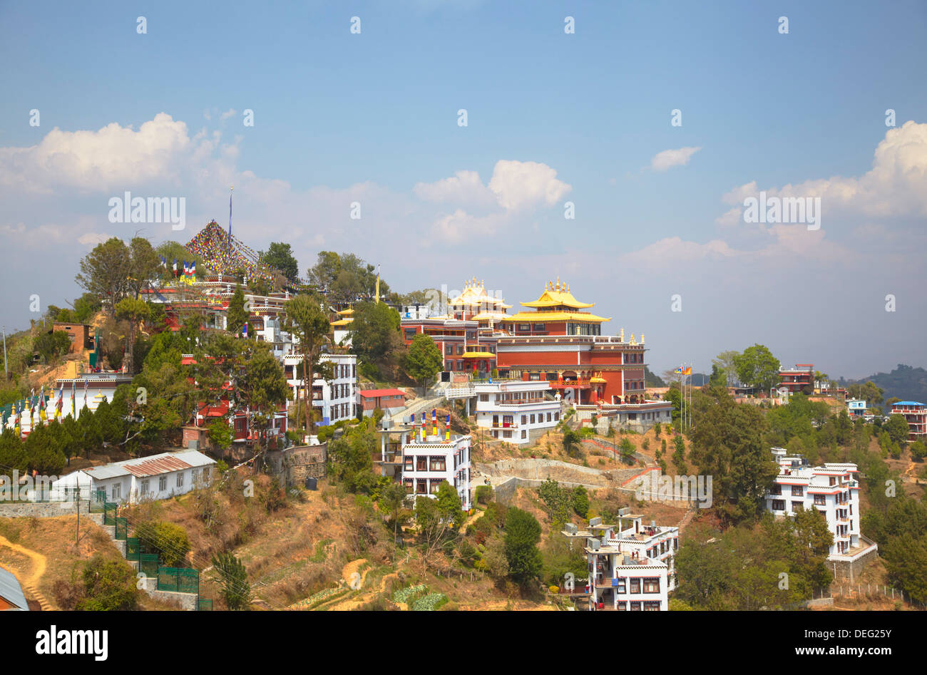 L'intérieur du monastère Thrangu Tashi Yangtse Namobuddha, complexe Dhulikhel, Vallée de Kathmandou, Népal, Asie Banque D'Images