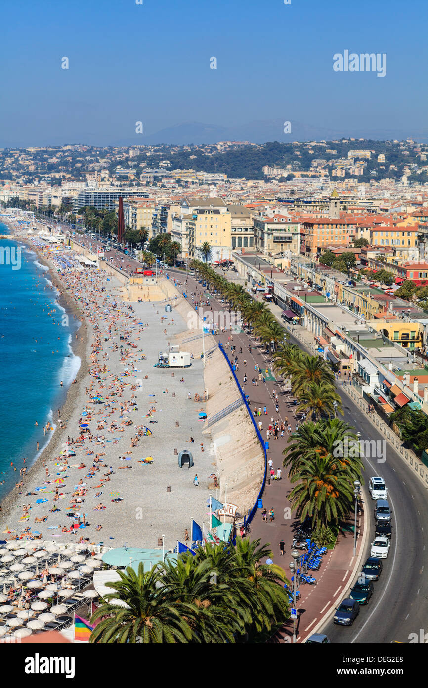 Baie des Anges et la promenade Anglais, Nice, Alpes Maritimes, Provence, Côte d'Azur, French Riviera, France, Méditerranée Banque D'Images