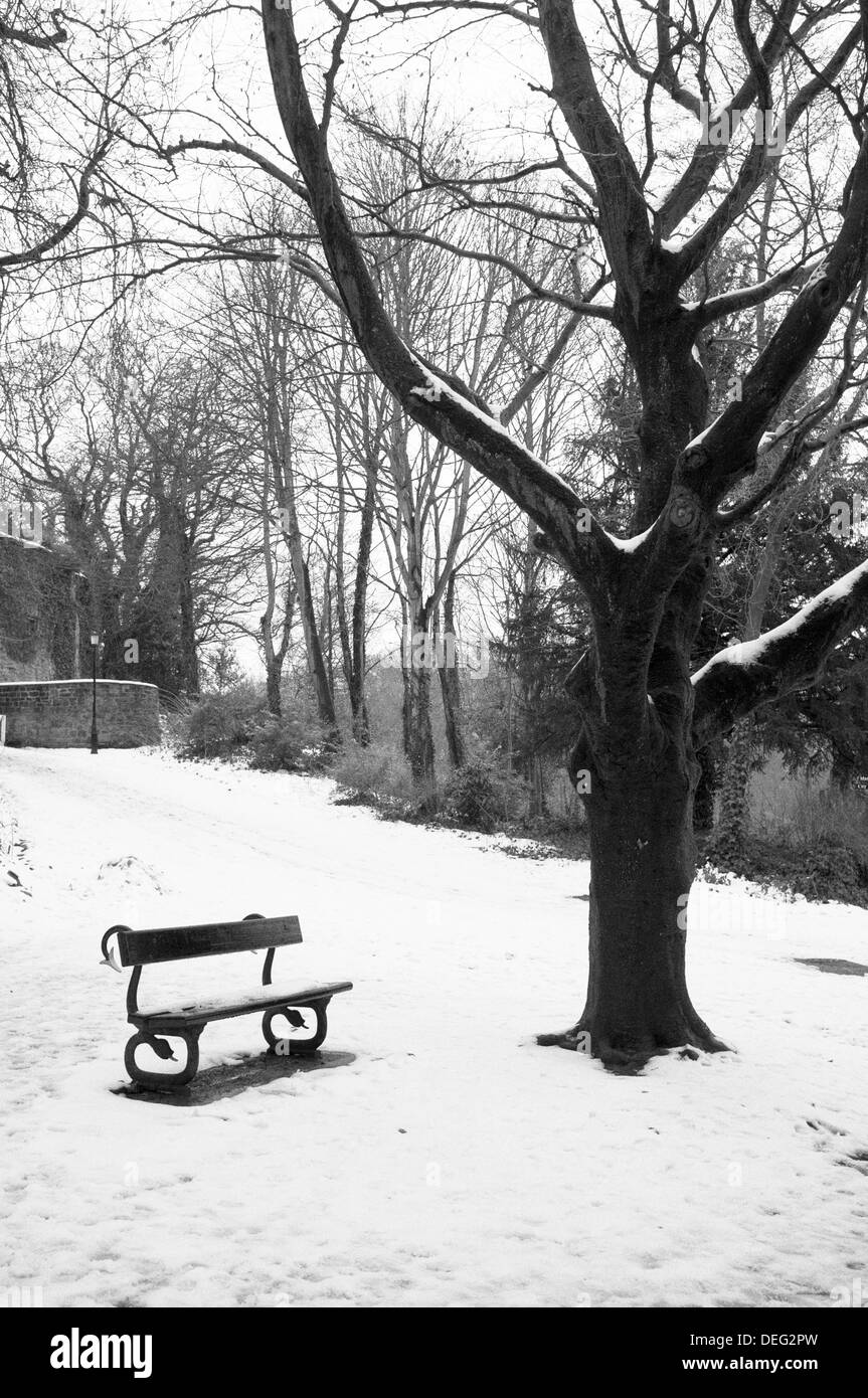 Sentier de neige le long de la rivière l'usure dans Durham, Angleterre. Hiver 2012/13. Banque D'Images