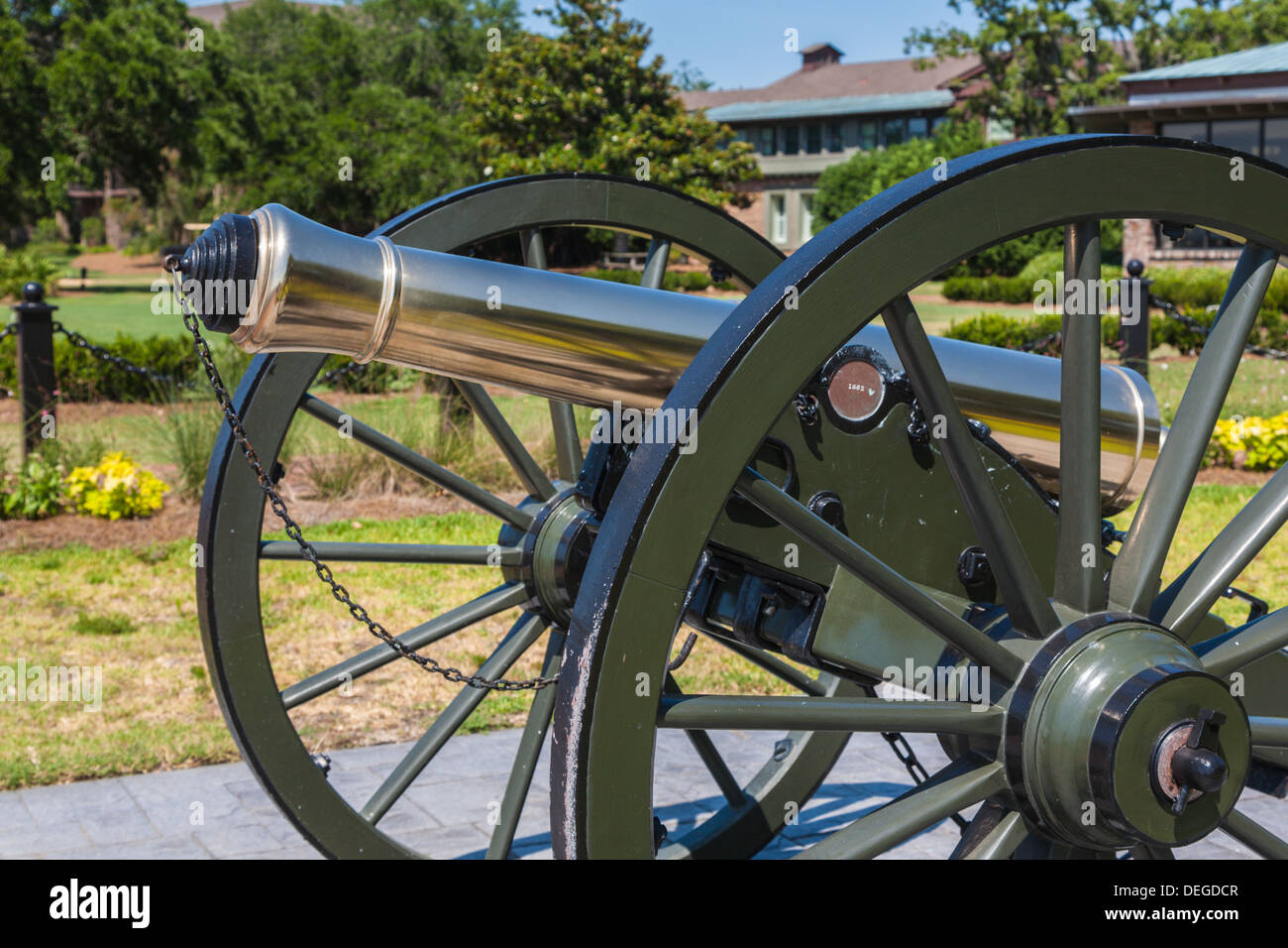 Canon de Bronze au Marriott Grand Hotel sur la baie de Mobile en Alabama, Point Clear Banque D'Images