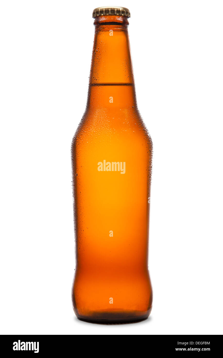 Une bouteille de bière isolated over a white background. Banque D'Images