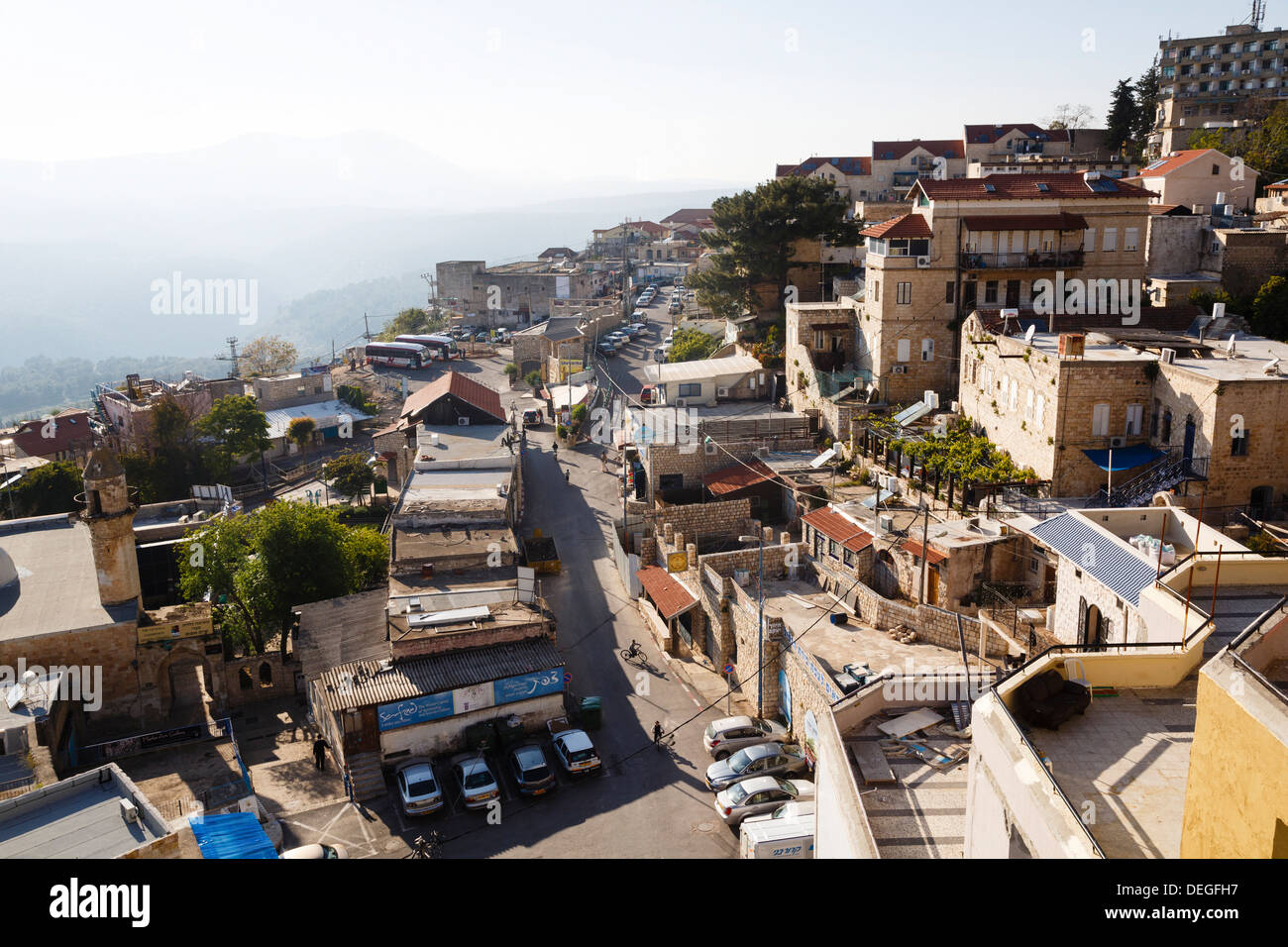 Vue sur la vieille ville de Safed, Galilée, Israël, Moyen Orient Banque D'Images