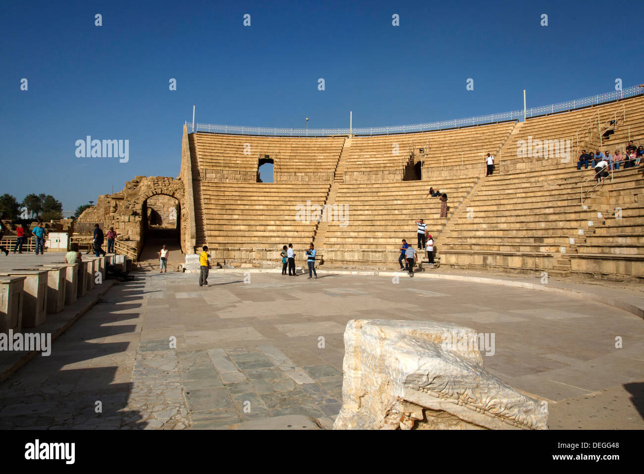 L'amphithéâtre romain, Césarée, Israël, Moyen Orient Banque D'Images