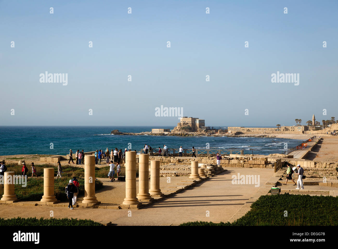 Herods Palace ruines et l'hippodrome, à Césarée, en Israël, au Moyen-Orient Banque D'Images