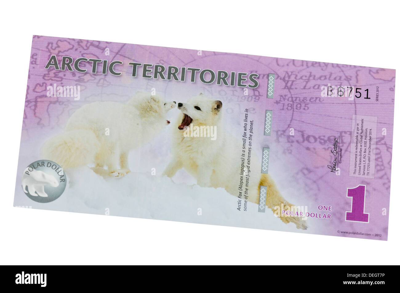 Les territoires de l'Arctique un dollar en polymère (plastique) bank note Banque D'Images