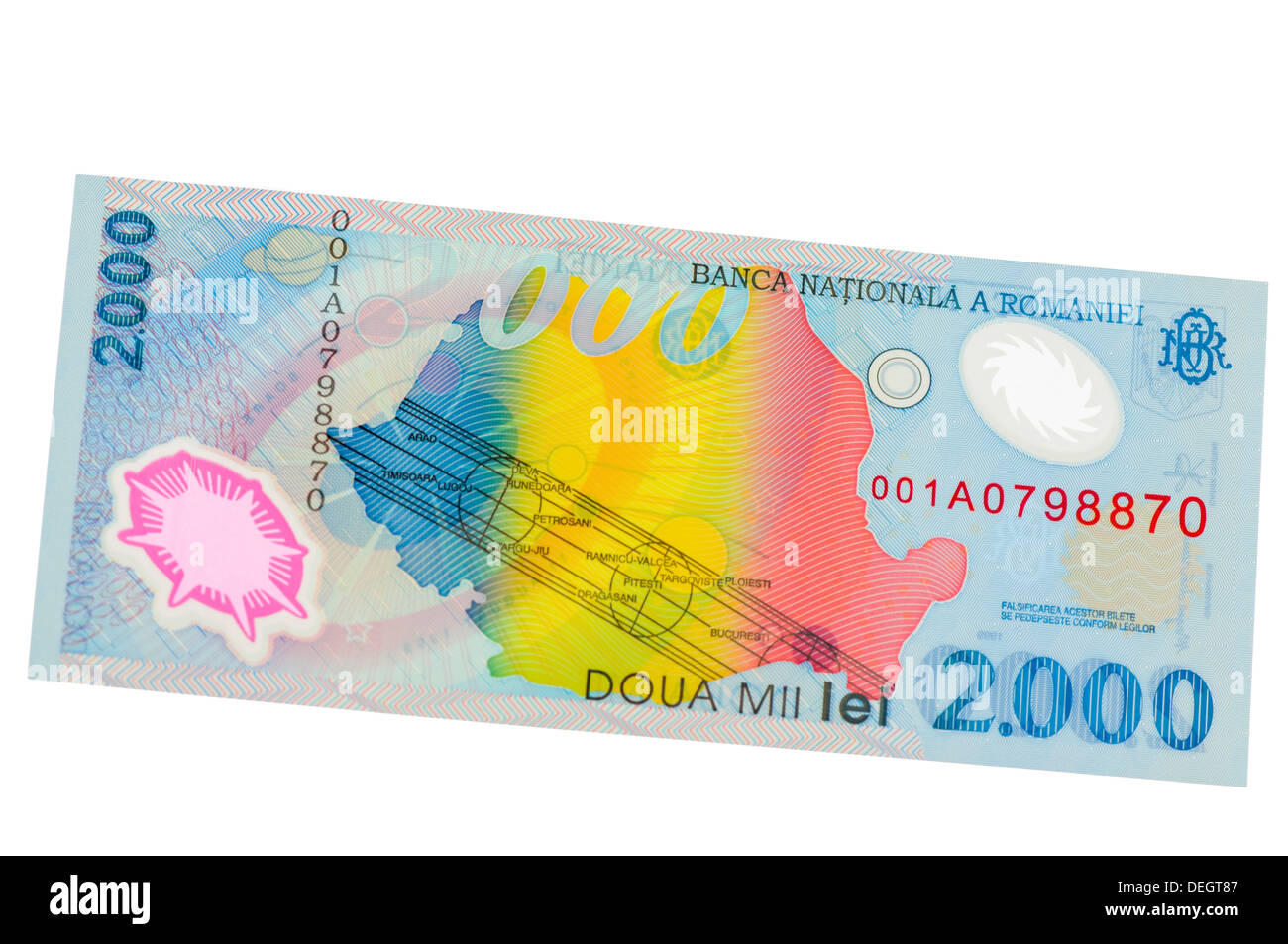 Banca Nationala a Romaniei (Banque nationale de Roumanie) 2000 Lei (polymère plastique) bank note Banque D'Images