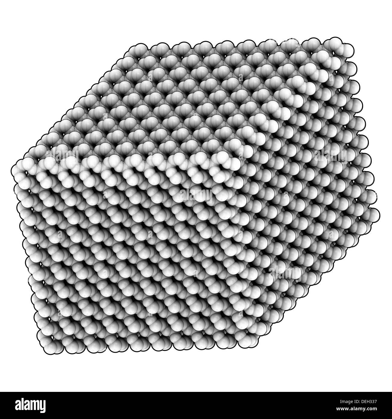 Quartz (un-quartz, SiO2) structure cristalline. Les atomes sont représentés comme des sphères. Banque D'Images