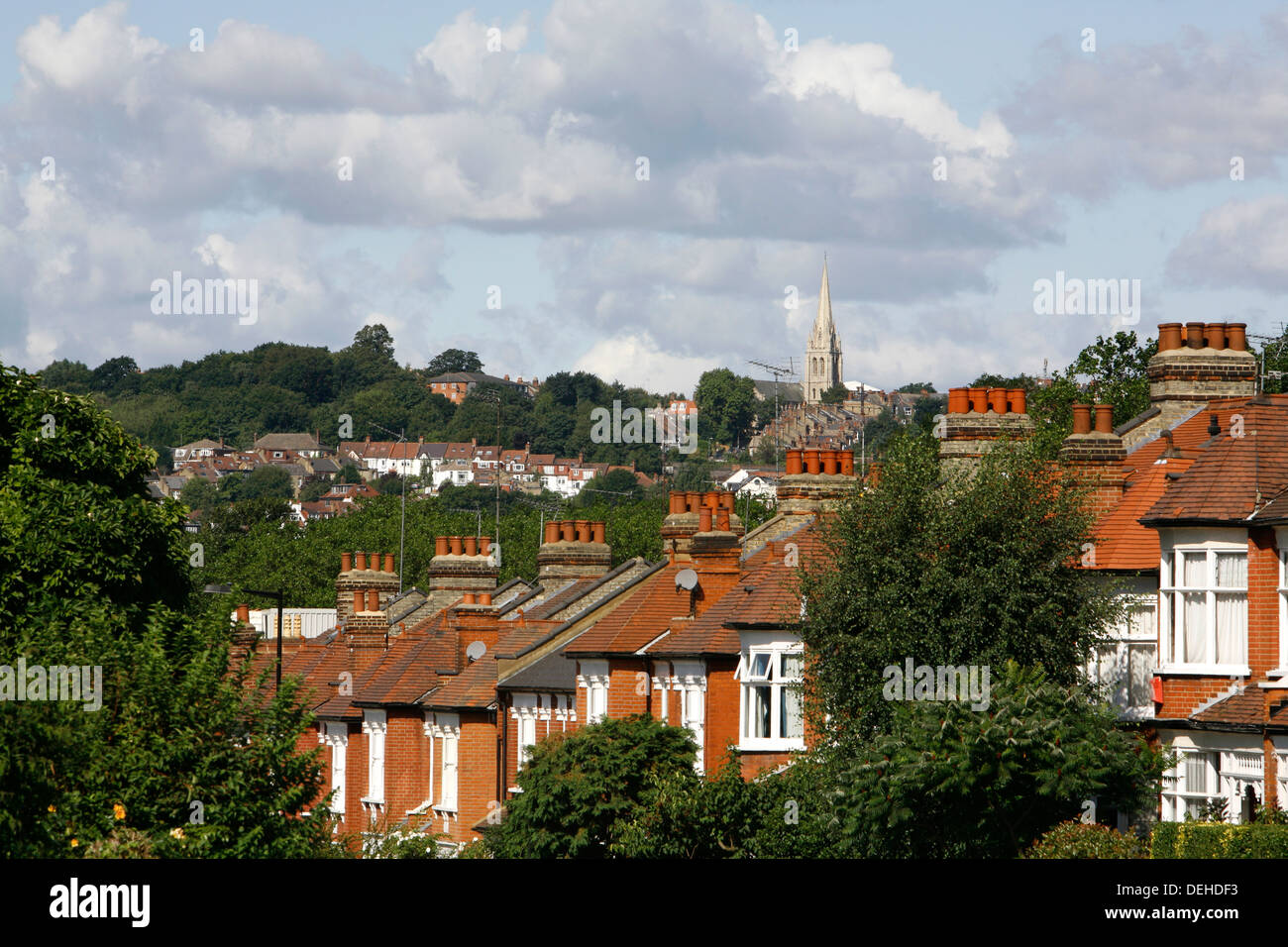 Vue sur les toits de Crouch End à St James's Church, à Muswell Hill, dans le lointain, London, UK Banque D'Images