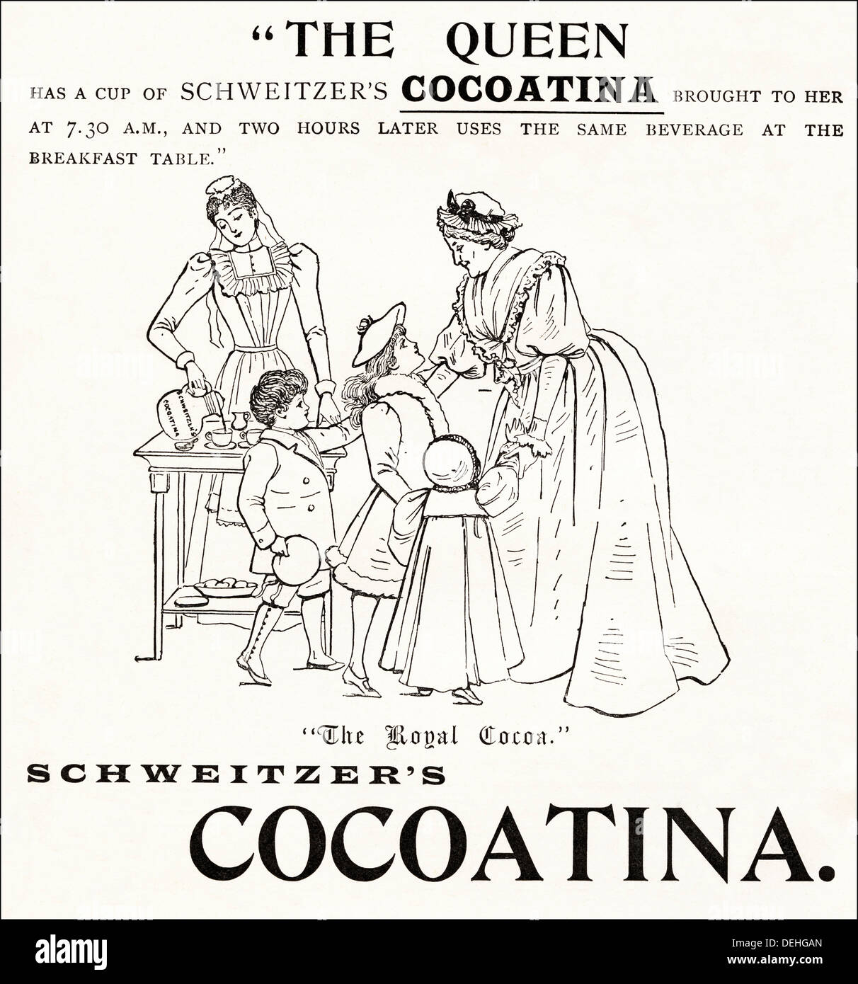 1890 Original vintage Victorian publicitaire du COCOATINA SCHWEITZER, une pub vers 1898 Banque D'Images