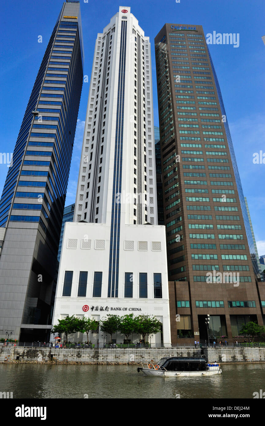 Visites le long de la rivière Singapour - La Banque de Chine Banque D'Images