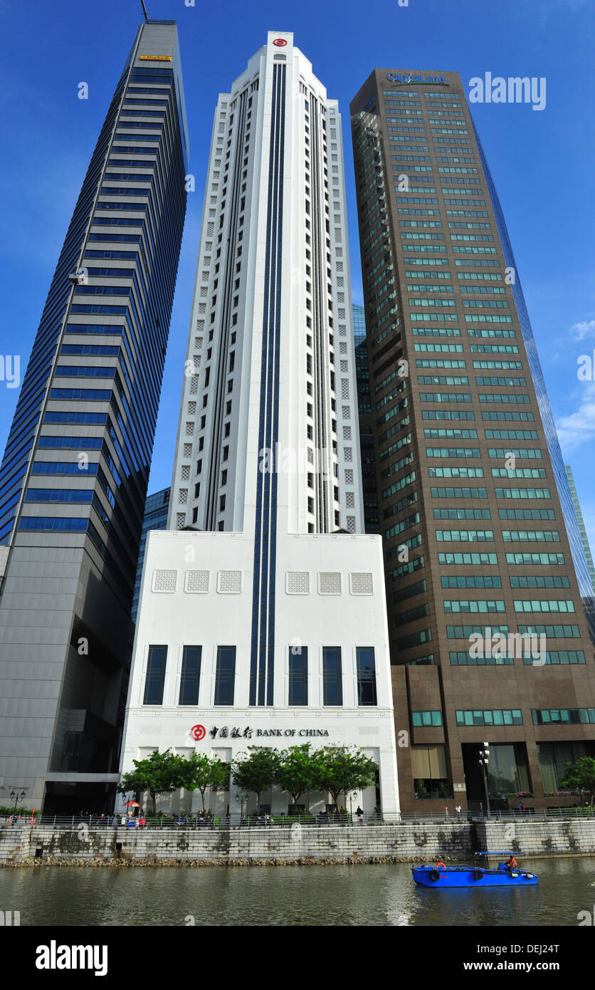 Visites le long de la rivière Singapour - La Banque de Chine Banque D'Images