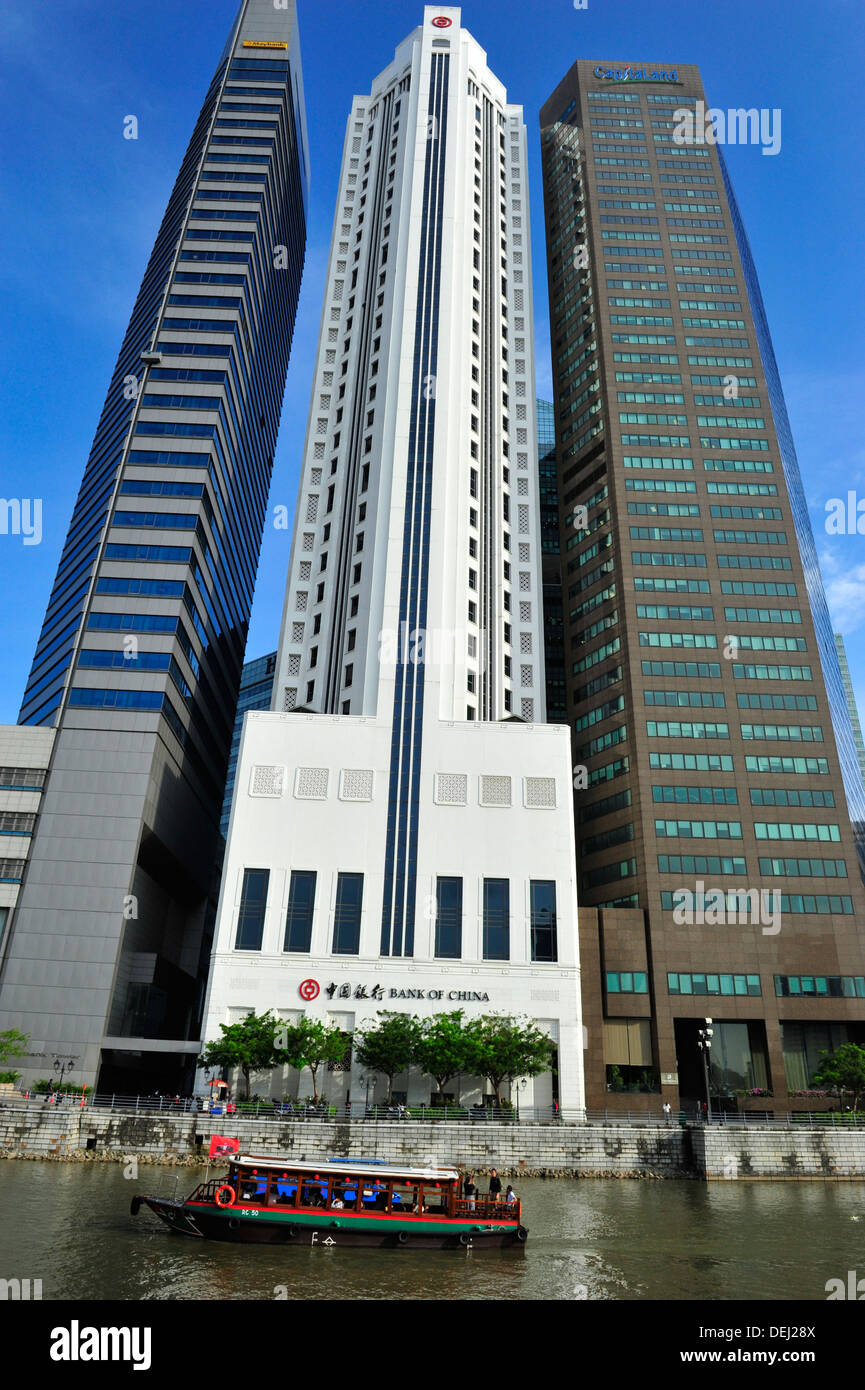 Visites le long de la rivière Singapour - La Banque de Chine Banque D'Images