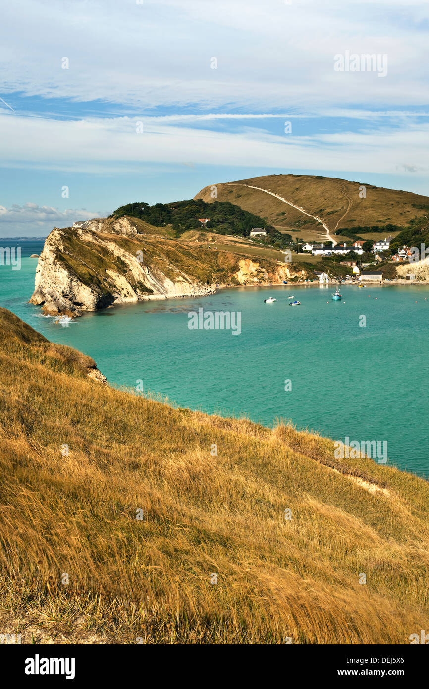 Une vue de la crique de Lulworth Cove, sur la côte jurassique du Dorset UK photographié sur une journée ensoleillée en Septembre Banque D'Images