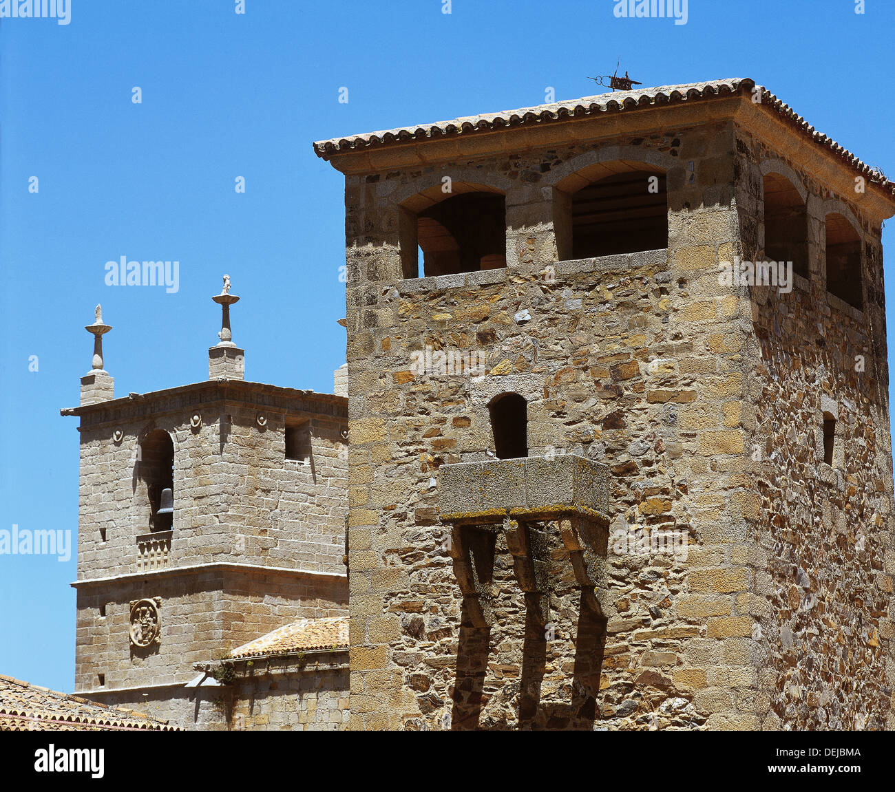 L'Espagne. L'Estrémadure. Caceres. Le Palais Golfines de Abajo. La Tour. 15e siècle. Banque D'Images