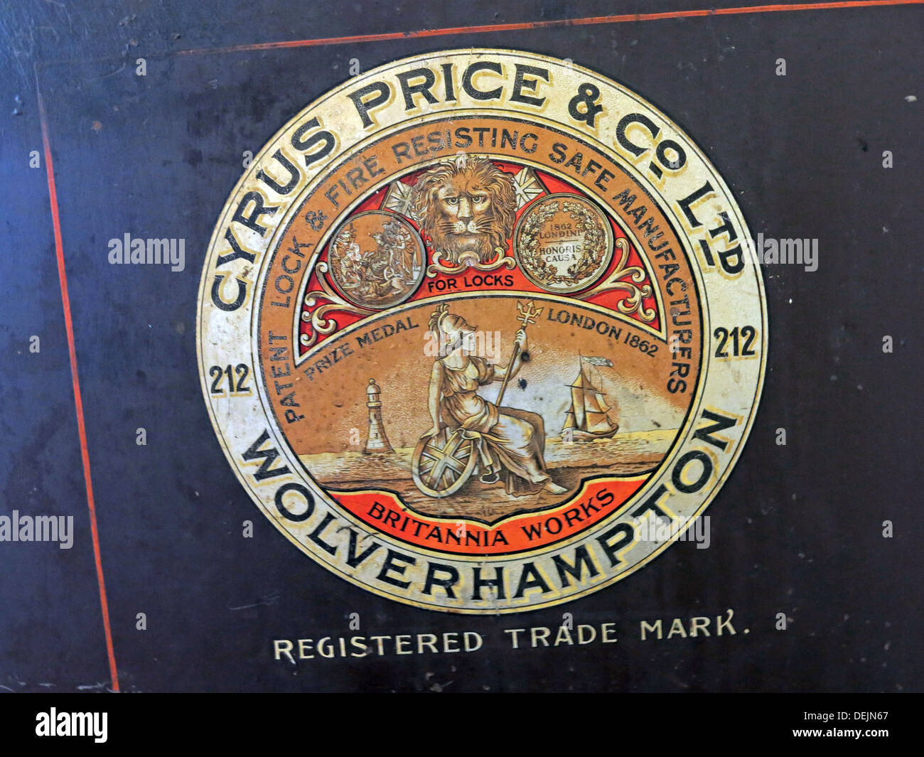 Label sûr de Cyrus Price & Co Ltd Wolverhampton 212 - marque déposée - Now Insafe Ltd Banque D'Images