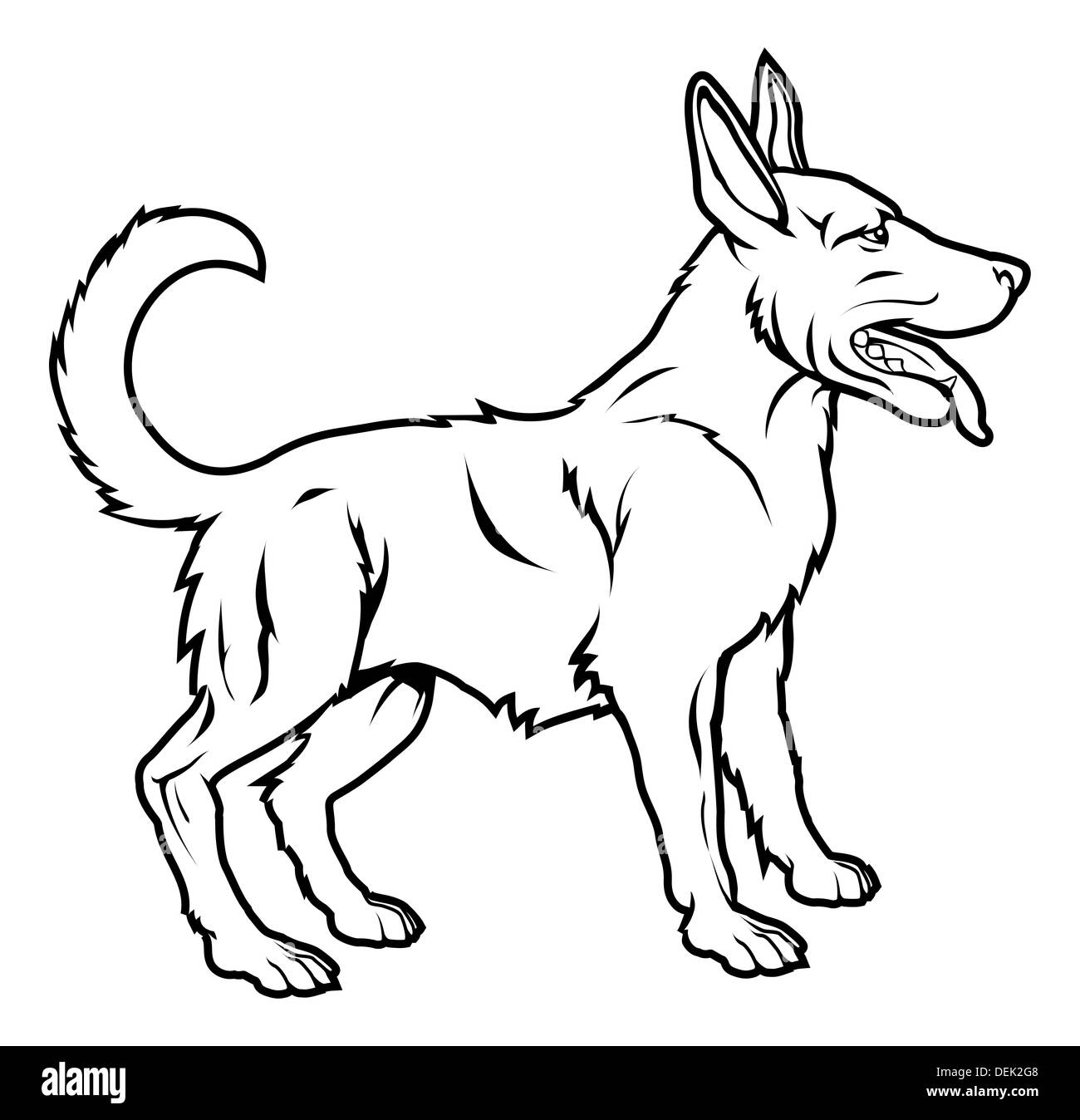 Une illustration d'un chien stylisé peut-être un tatouage de chien Banque D'Images