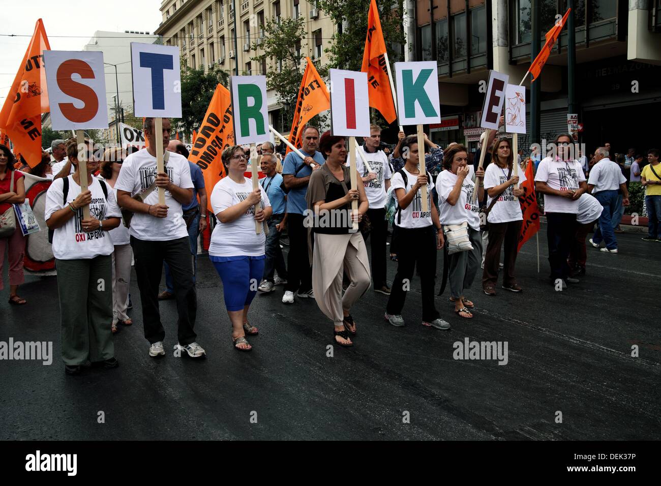 Griechische protestieren Lehrer gegen Sparmassnahmen im Bildungssektor à Athènes. Banque D'Images