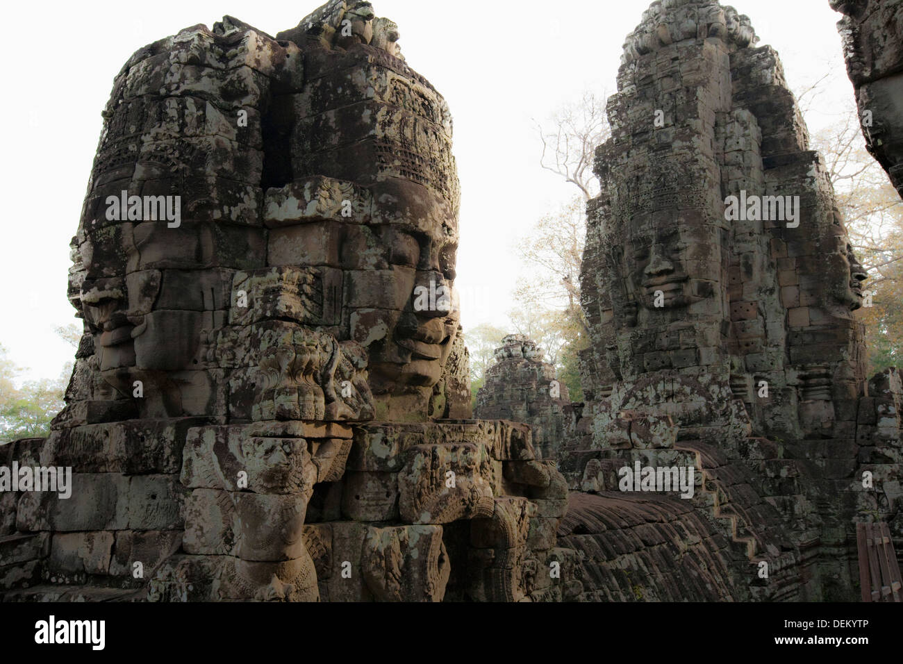 Ornate stone carvings, Angkor, Cambodge Banque D'Images