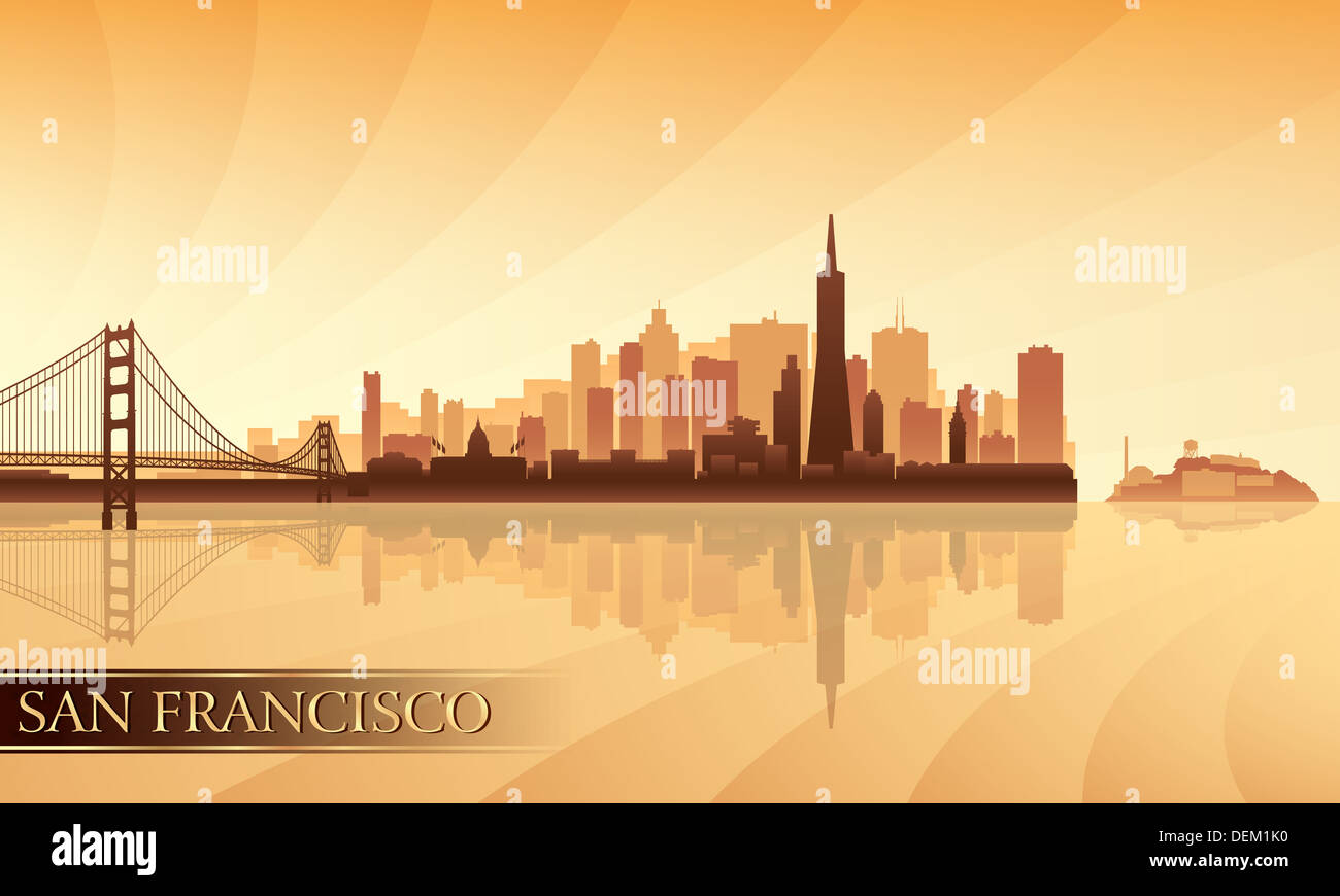 San Francisco city skyline silhouette background Banque D'Images