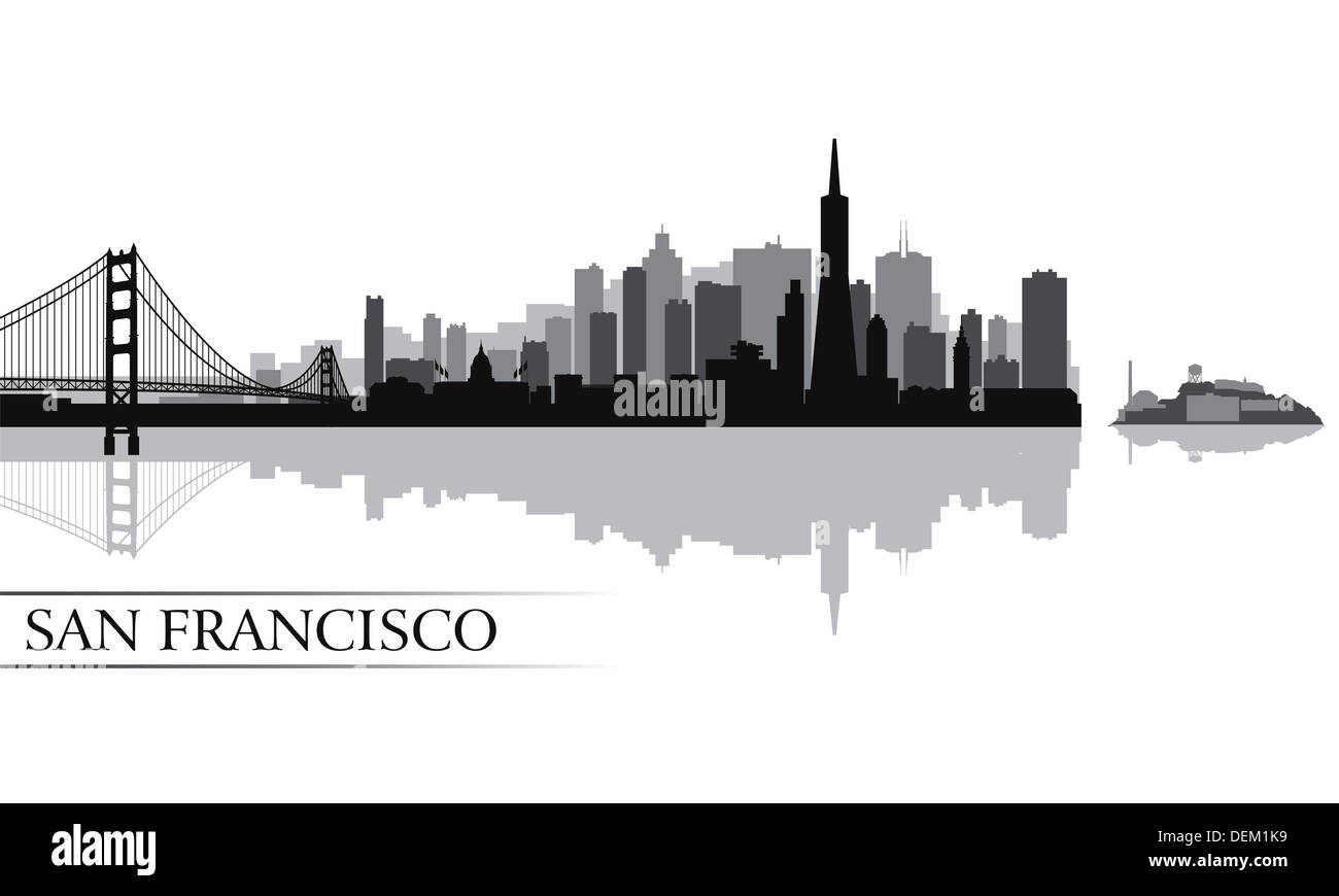 San Francisco city skyline silhouette background Banque D'Images