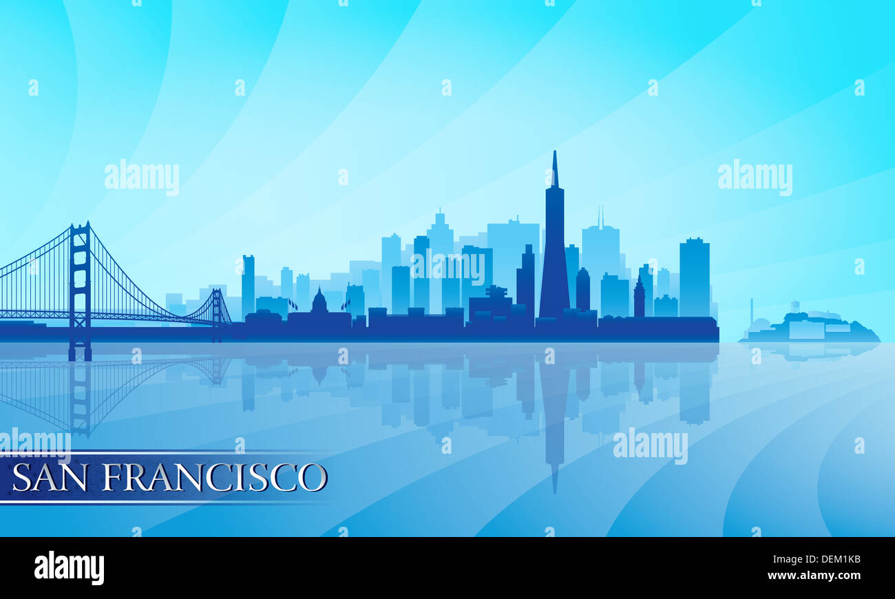 San Francisco city skyline silhouette background Banque D'Images