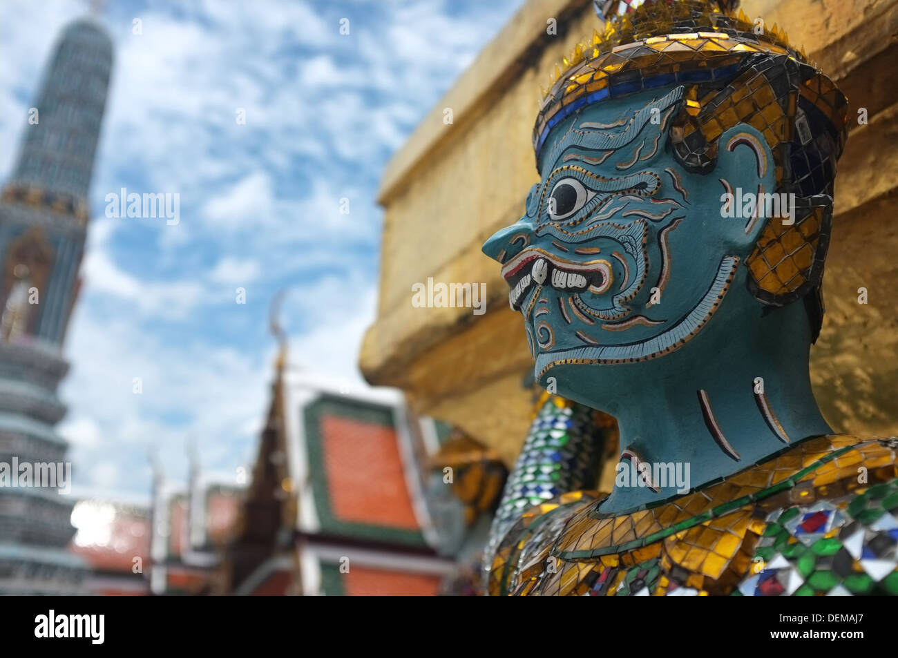 Statue de démon à Wat Phra Kaew, Grand Palace, Bangkok Banque D'Images