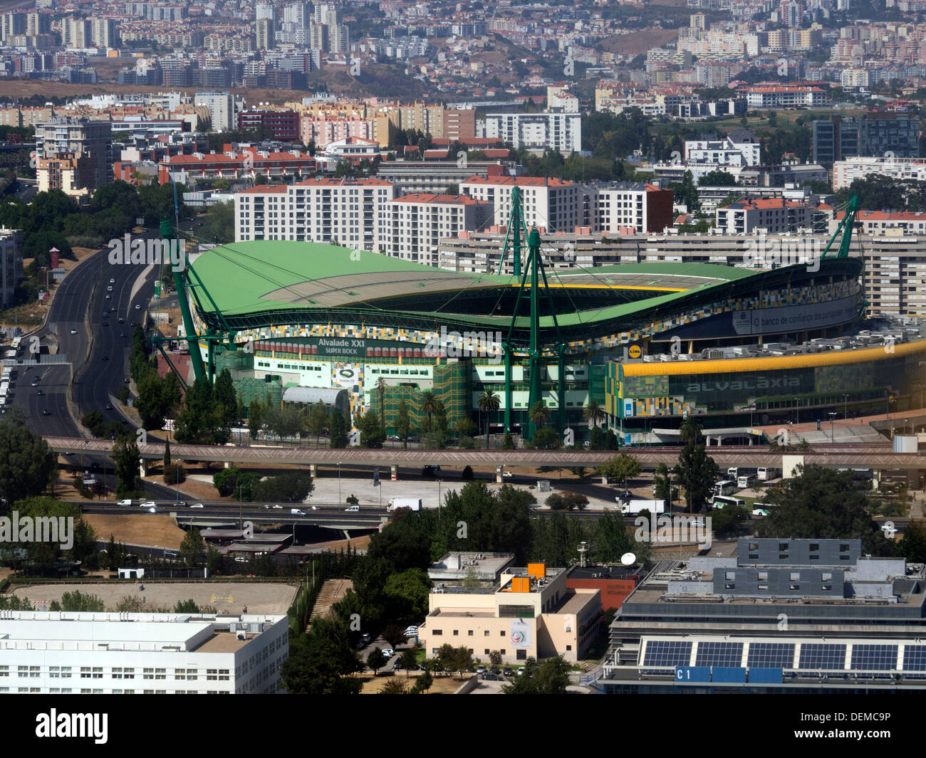 Vue aérienne du Sporting Clube de Portugal stade Alvalade XXI, Lisbonne, Portugal Banque D'Images