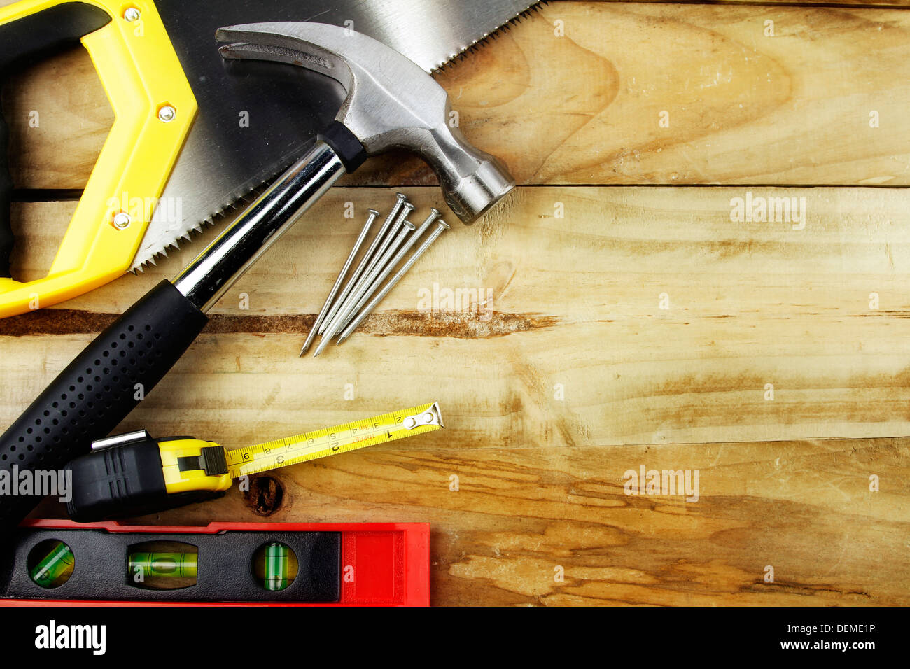 Outils de travail sur bois assortis Banque D'Images